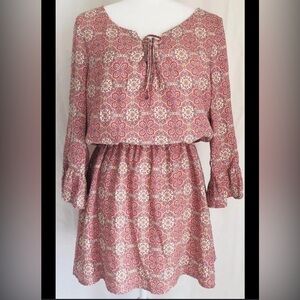 Sanctuary Red and White Floral Long Sleeve Dress